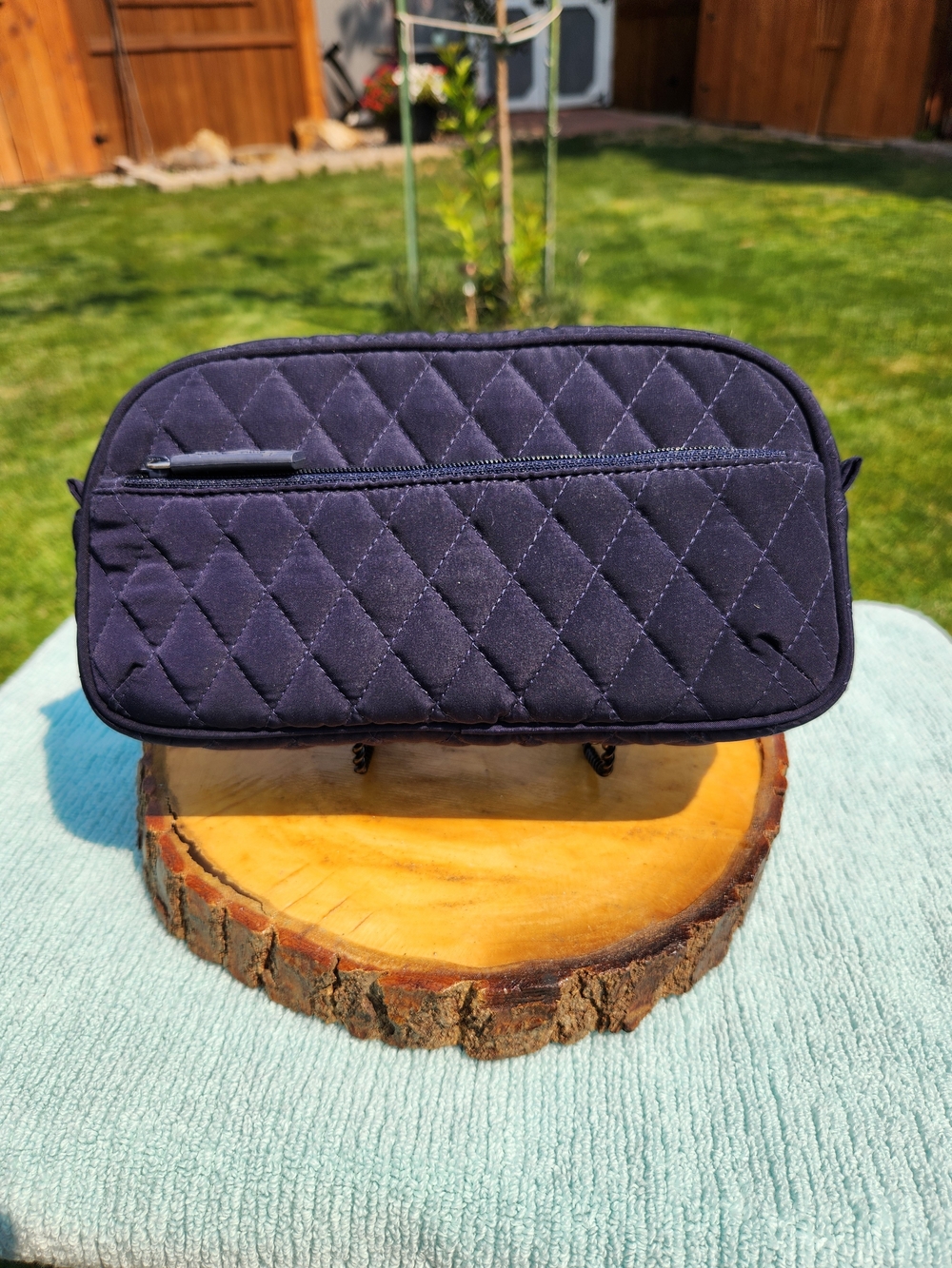 Vera Bradley Quilted Dark Navy Cosmetic Pouch